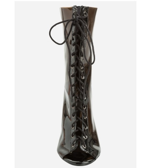LACE-UP CLEAR HEEL BOOTIES (Wide Width) - Picture 5 of 6